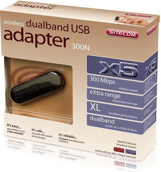 Sitecom Wireless Dualband Usb Adapter 300n X5 (pure E-Motion X-Series 2.0)  | bol.com