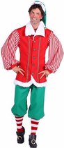 Kerstelf kostuum Santa's helper heer, Groen-Rood, Broek-jas-muts maat M