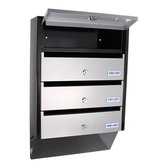Rottner Depot 4 Brievenbussysteem – Brievenbus voor 4 Appartementen – Postkast Unit met Cilinderslot – Zilver/Zwart – 60x38,5x14 cm