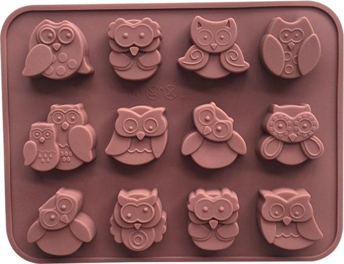 Chocoladevorm mal Uil siliconen vorm voor chocolade ijsblokjes ijsklontjes of fondant - LeuksteWinkeltje