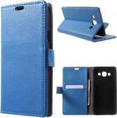 Litchi wallet hoesje Samsung Galaxy E5 blauw