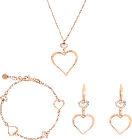 Orphelia SET-7383 - Juwelenset: Ketting + Armband + Oorbellen - Zilver 925 Rosé - Zirkonia