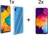 Samsung a40 hoesje shock proof case - Samsung galaxy a40 hoesje transparant hoesjes cover hoes - 2x samsung a40 Screenprotector Screen Protector Glass