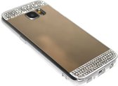 Spiegel diamanten hoesje goud Geschikt Voor Samsung Galaxy S7