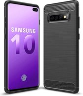 Brushed Backcover hoesje voor Samsung Galaxy S10 Plus  - Zwart