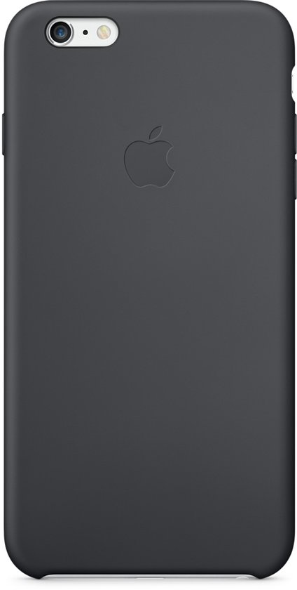 Donkergrijs Apple iPhone 6/6S Plus siliconen hoesje met Apple logo op de achterkant.