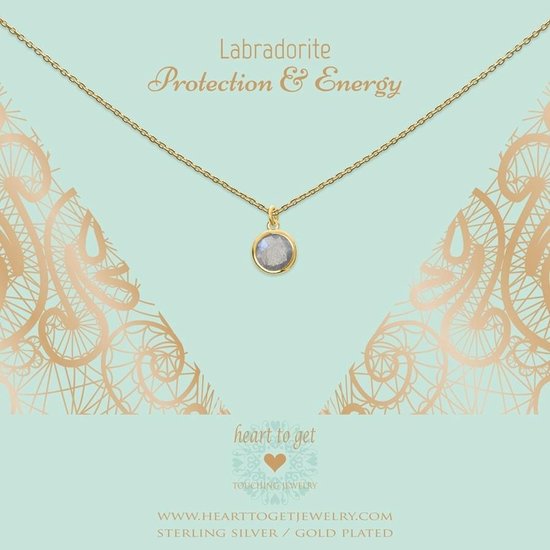 Heart to Get necklace, gold plated, one gemstone, Labradorite, protection & energy