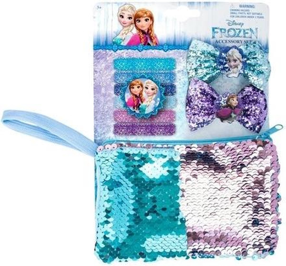Disney Frozen toilettas set met 2 haarclips en 6 elastiekjes
