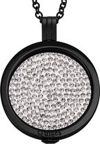 Quiges - Munthouder met Ketting en Munt 33mm Zirkonia Wit - RVS Zwart - ERHS1028