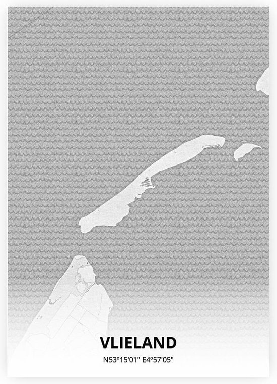 Vlieland plattegrond - A2 poster - Tekening stijl
