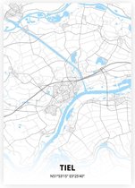 Tiel plattegrond - A4 poster - Zwart blauwe stijl