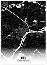 Tiel plattegrond - A4 poster - Zwarte stijl