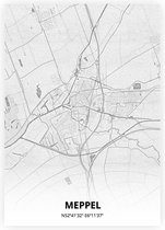 Meppel plattegrond - A2 poster - Tekening stijl