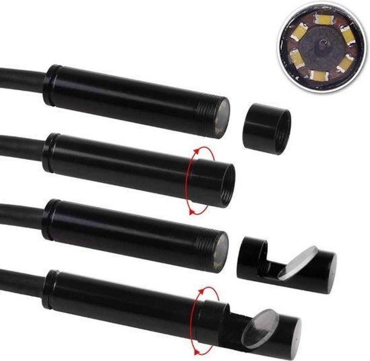 BEVA HD 1080p Endoscoopcamera – 8mm Sonde, 2600mAh Batterij, IP68 Waterdicht, 8 LED’s, 4,3″ IPS Scherm, Voor IOS En Android