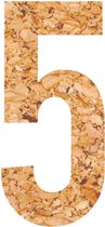 Muurcijfer - plakcijfer - prikbord - kurk - vegan – cijfer - 5 - 58 cm hoog