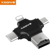 Earldom OTG Adapter All-in 1 - USB Type C - Micro USB - Lightning - Micro USB Card Reader - Zwart