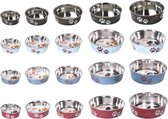 Bowl bella paw motive blue metallic, 17cm stainless steel