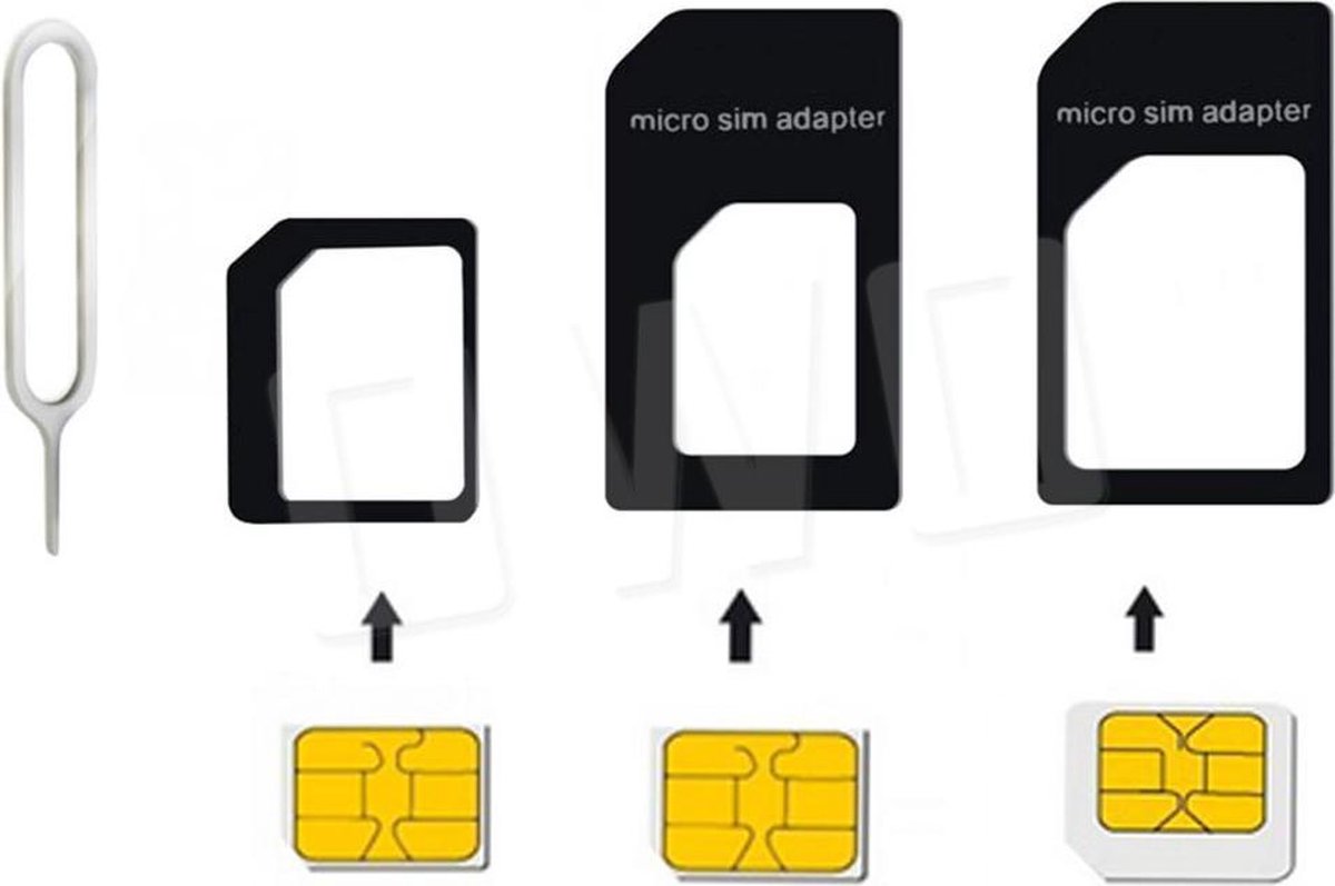Simkaart adapter 3 in 1 set - micro sim - nano sim - Merkloos