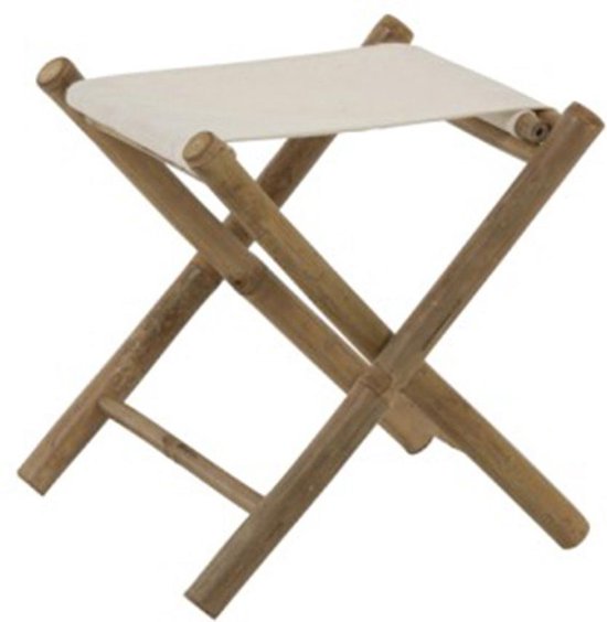 J-Line Plooibaar stoel - bamboe & textiel - naturel & wit - woonaccessoires