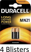 8 Stuks (4 Blisters a 2 st) Duracell MN21 Alkaline Beveiligingsbatterij