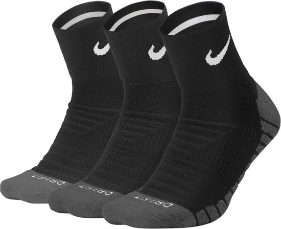 Chaussettes de sport Nike Dry Cushioned Quarter Sports Socks - Taille 34-38 - Unisexe - Noir / Gris / Blanc