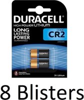 16 Stuks (8 Blisters a 2 st) Duracell CR2 High Power Lithuim Batterij