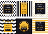 Verjaardagskaarten - Set van 6 x gevouwen verjaardagskaart - 14 cm x 14 cm - Inclusief envelop
