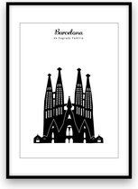 Barcelona stadposter - Zwart-wit