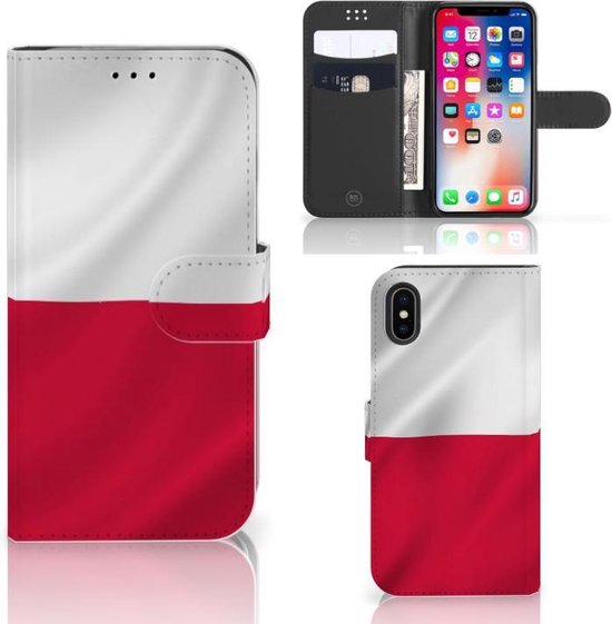 Coque Apple iPhone X | Xs magnétique Cuir PU Protection Etui Housse pour Drapeau Polonais
