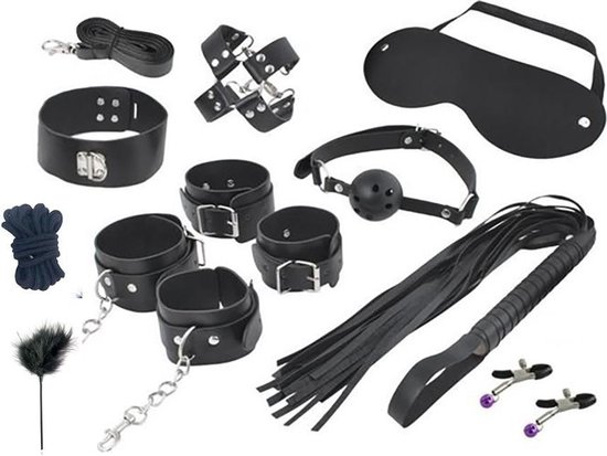 Foto: Fordig luxe 13 delige bondage set hoge kwaliteit kunstleer zilver