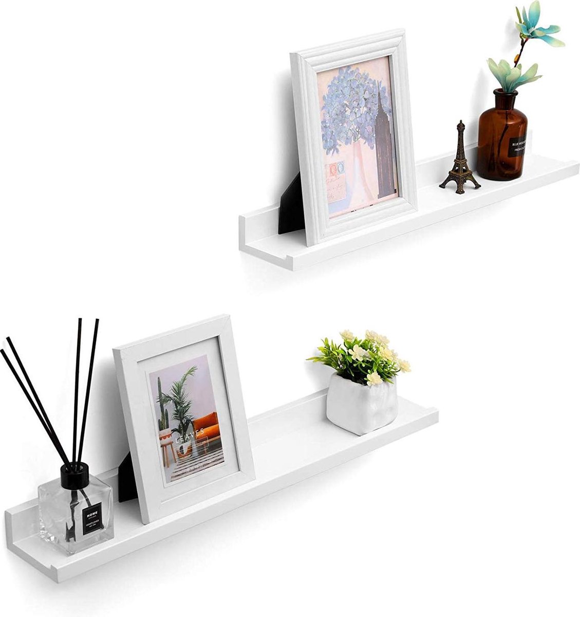 Set van 2 Boekenplanken - Rechthoekige Wandplank - Glanzend Wit