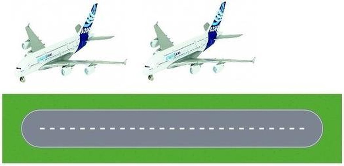 | Speelgoed stratenplan vliegtuigen landingsbaan set 3x Airbus A380 speelgoed vliegtuigen | Fun en Feest