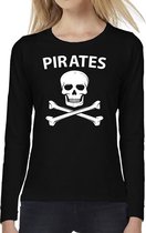 Pirates tekst t-shirt long sleeve zwart voor dames - Pirates shirt met lange mouwen XS