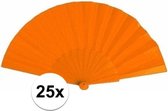 25x Spaanse handwaaiers oranje 23 cm - Festival waaier - Spaanse waaier - Oranje artikelen