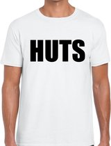 HUTS tekst t-shirt wit voor heren - heren fun shirts XL