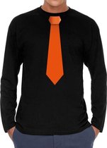 Stropdas oranje long sleeve t-shirt zwart voor heren M