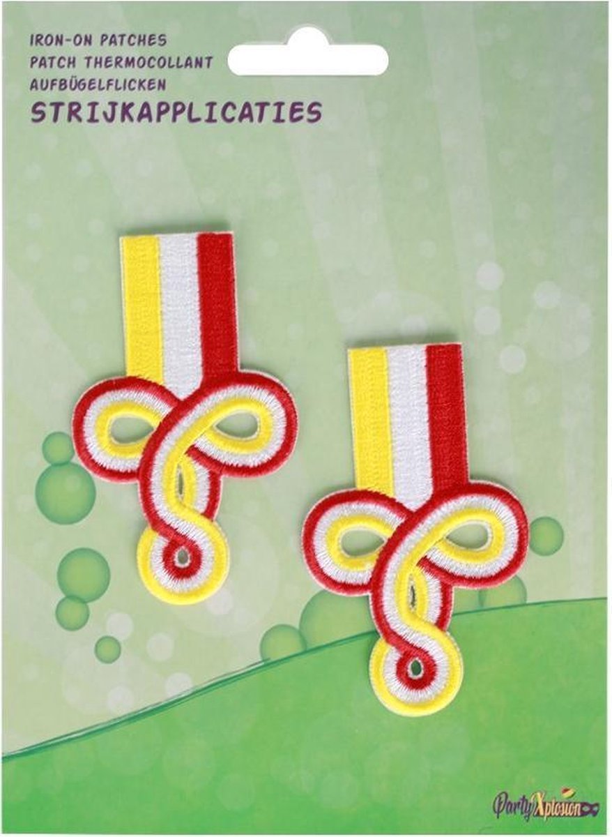 2 st. Applicaties brandenburgers oeteldonk rd/wt/gl 8 x 5 cm