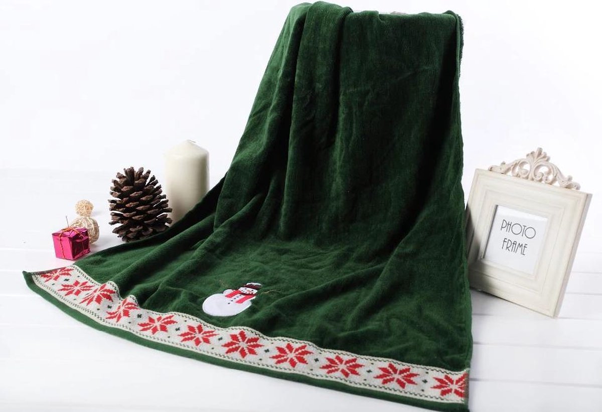Leia Bereid Afdrukken Kerst handdoek – Met sneeuwpop – Groen – 127x64 cm | bol