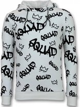 Flockprint Hoodie Heren - SQURD Hoodie Mannen - Zwart