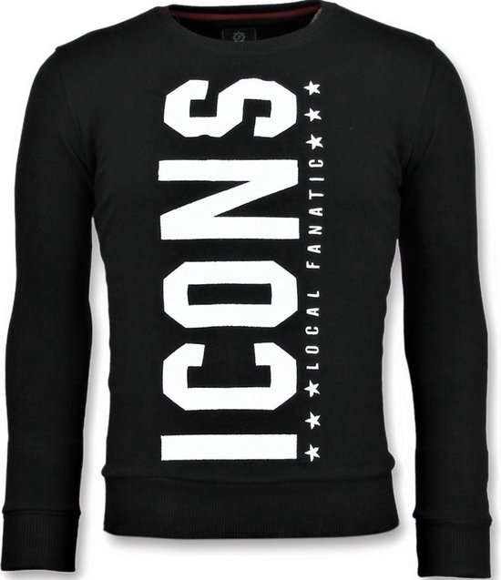 ICONS Vertical - Grappige Sweater Heren - 6353Z - Zwart