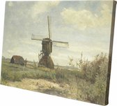 ‘Zonnige dag’ een molen aan een wetering | Paul Joseph Constantin Gabriël | ca. 1860 - ca. 1903 | Canvasdoek | Wanddecoratie | 30CM x 20CM | Schilderij | Oude meesters | Foto op canvas