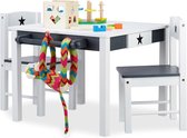 Relaxdays kinder zitgroep STAR - kindertafel met stoelen - speeltafel - kindermeubelset