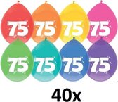 40x ballonnen - 75 jaar - assorti kleuren
