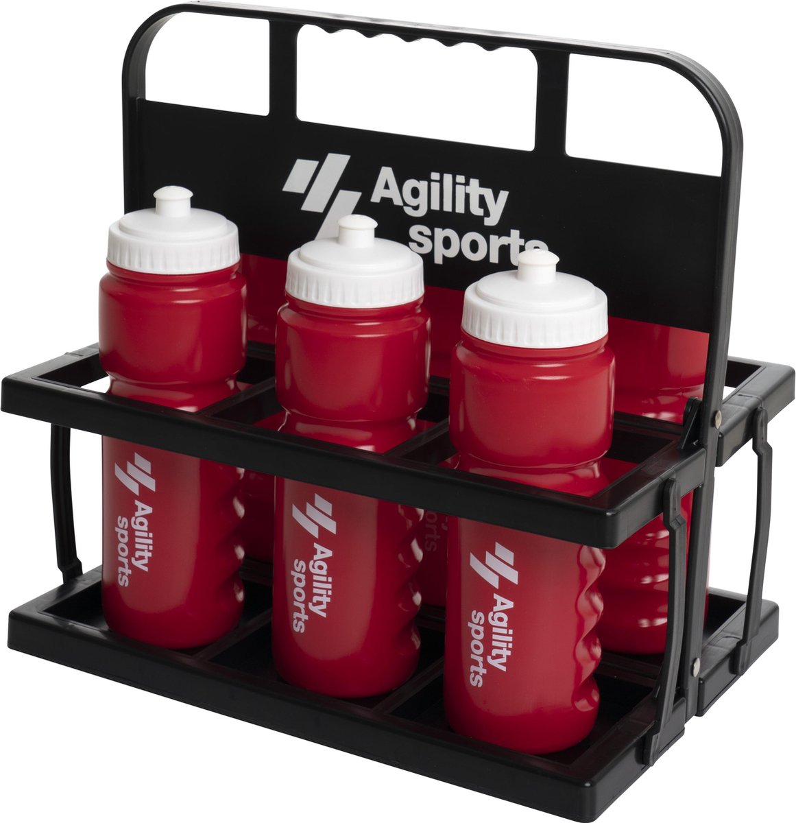Inklapbare bidonhouder inclusief 6 Agility Sports bidons - bidonkrat
