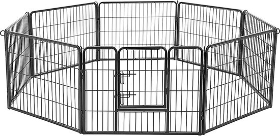 Transformeerbare Hondenren - Dieromheining van 60 cm Hoog en 210 cm Diagonaal - Zwart