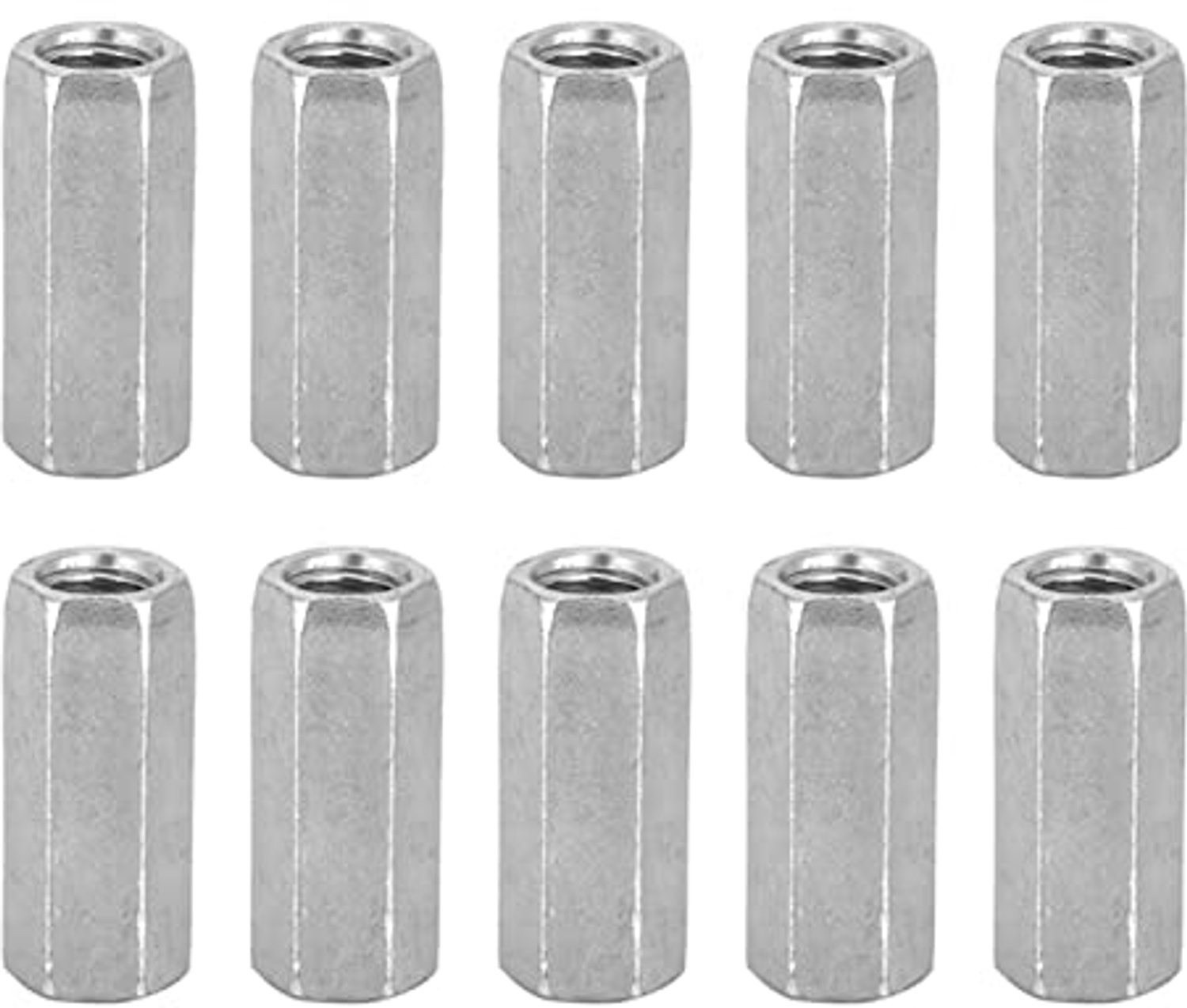 Zeskant Staafmoer M8 - Koolstofstaal Gegalvaniseerd - 10 Stuks - Schroefmoeren - Corrosiebestendig - Hoge Sterkte - Moeren