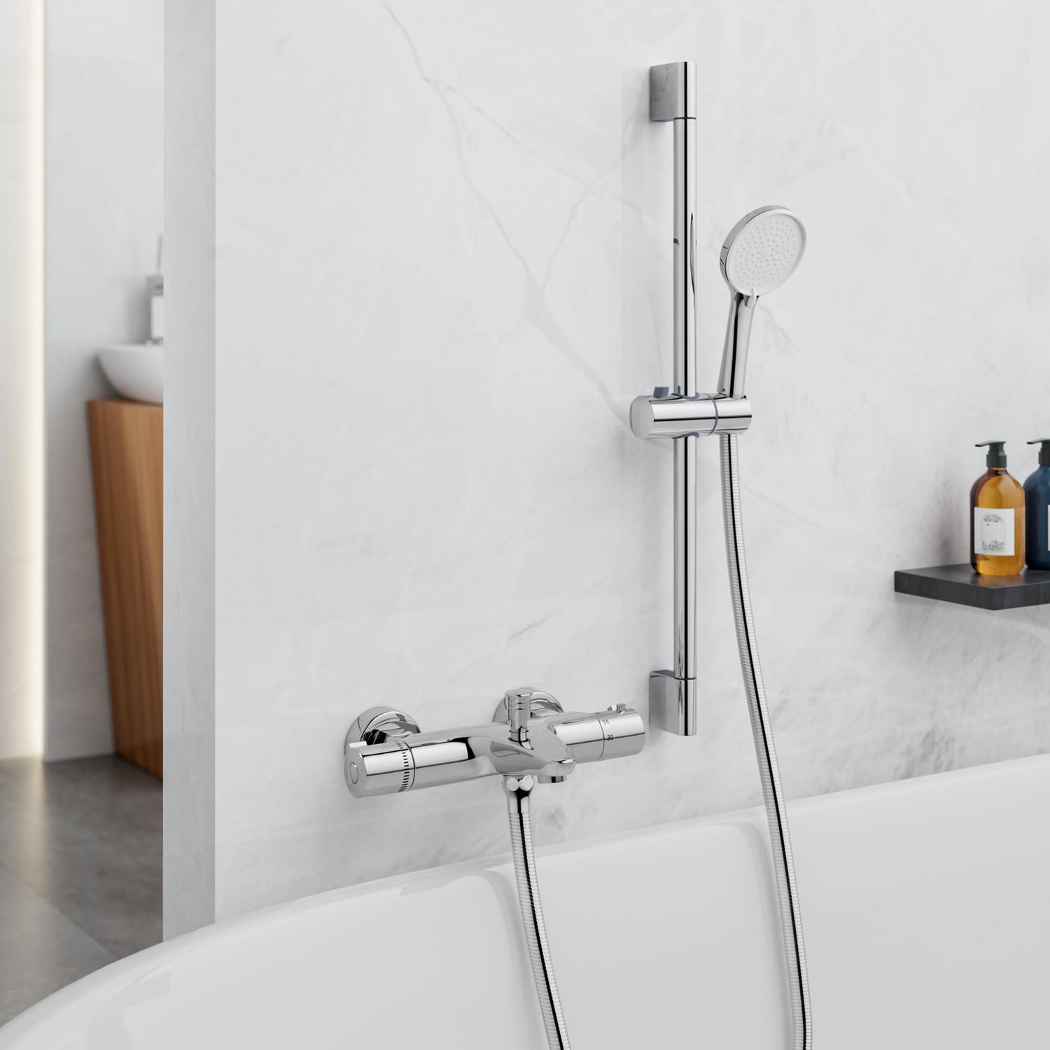 Douchmengkraan Set met Handdouche - Thermostatisch, Wandmontage