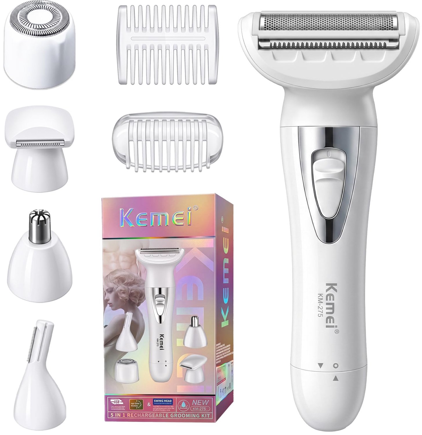 Elektrisch 5-in-1 Scheerapparaat voor Vrouwen - Oplaadbaar & IPX6 Waterdicht