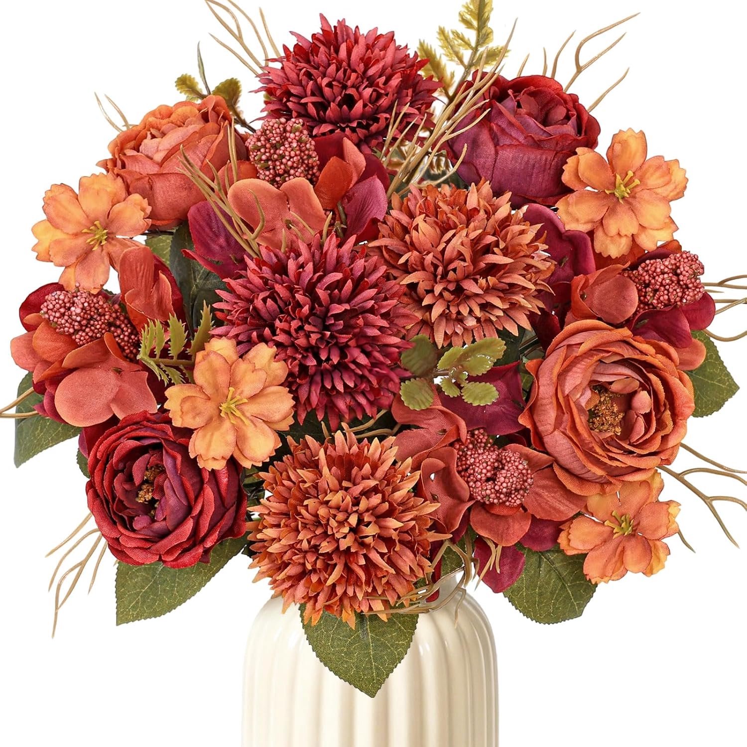 KZQ Kunstbloemen - Specificatie 32 cm - Kleur rood - Voor woonkamer slaapkamer hal kantoor of ontvangstruimte - Ontworpen als decoratief accent voor een verzorgde presentatie - Geschikt voor wand tafel plank vensterbank of seizoensdecoratie