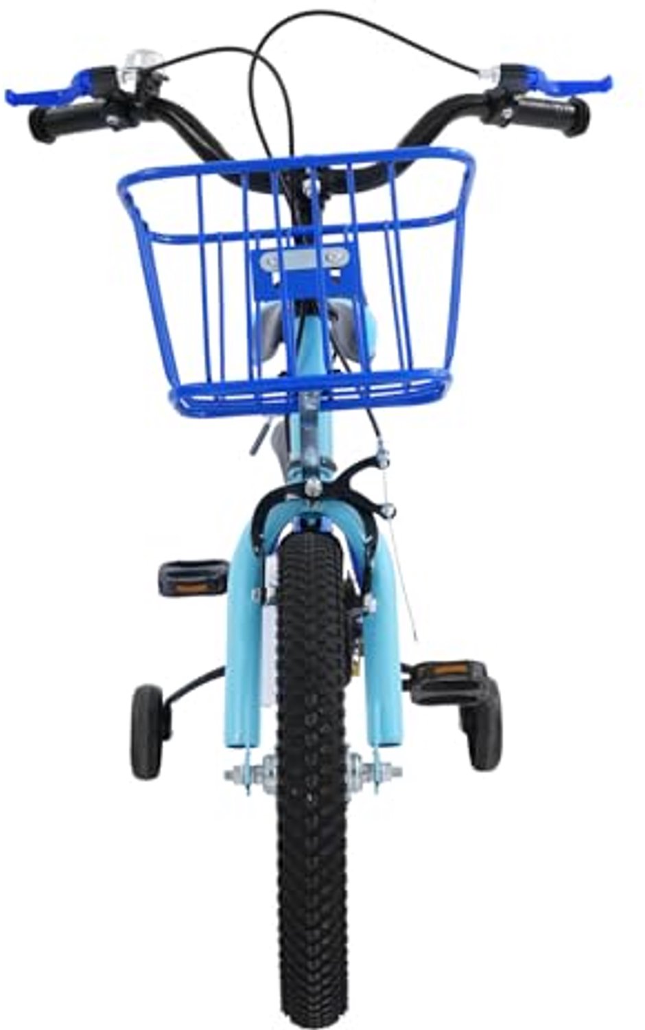 Kinderfiets 14 Inch met Afneembare Steunwielen - Blauw Gestreept